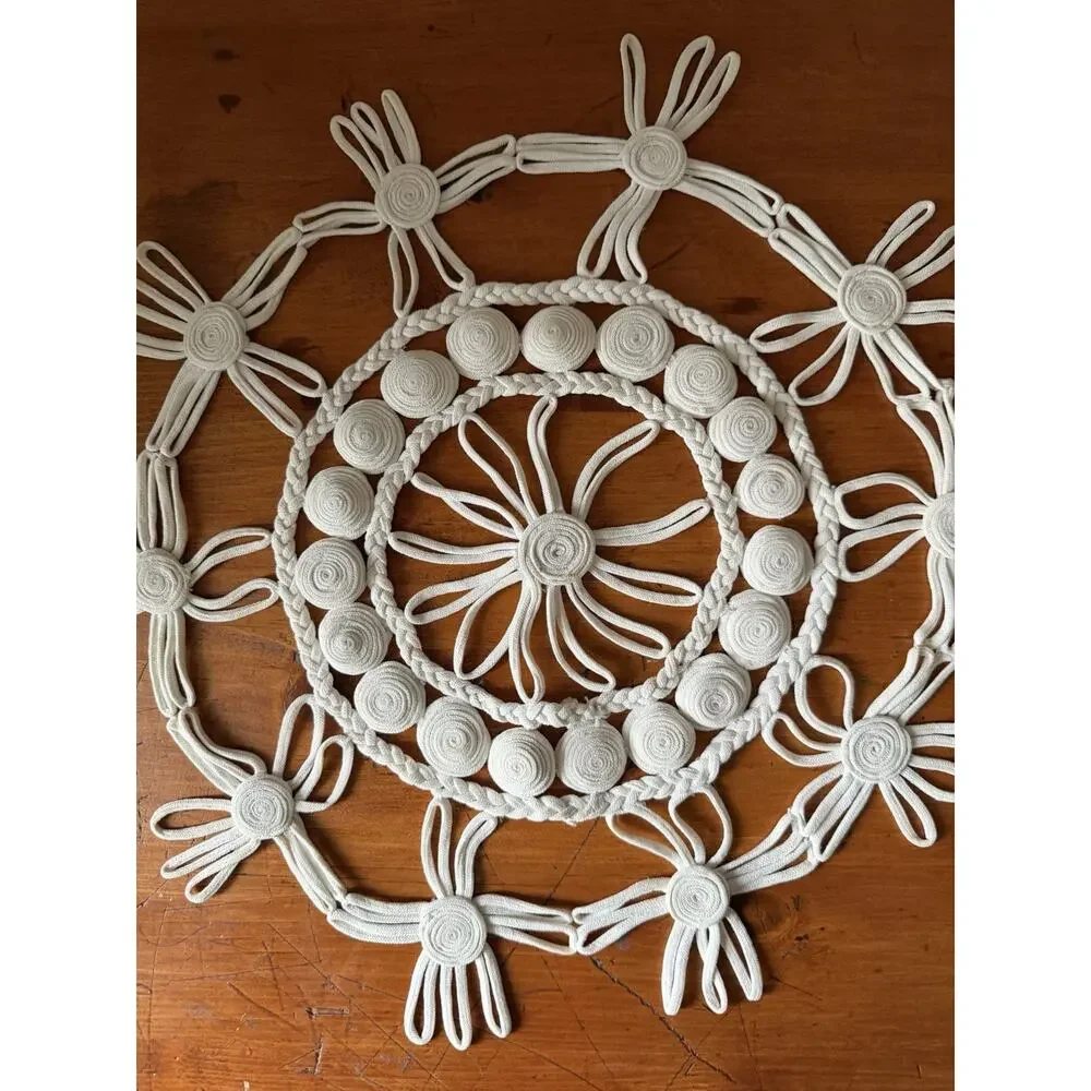 Vintage Macrame Mandala Off White Wall Decor Boho Lace Doily Romanian Style